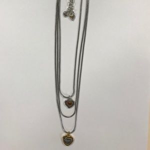 Brighton 3 Tier layered Hearts Two Tone Necklace